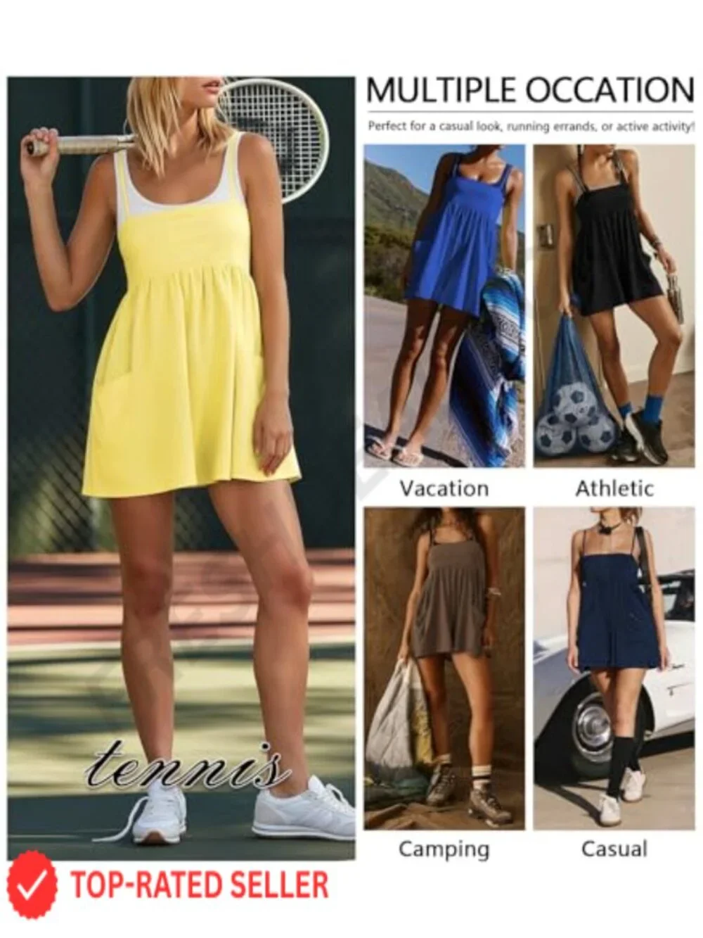 Women's Athletic Romper with Pockets Spaghetti Strap Shorts
